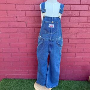 Vintage Kids Round‎ House Blue Denim Overalls Size 5 Workwear Pants Jumpsuit